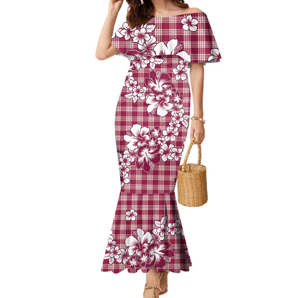 Hibiscus Pakala Royal Magenta Family Matching Mermaid Dress and Hawaiian Shirt Tropical Floral Stylized - Polynesian Pride
