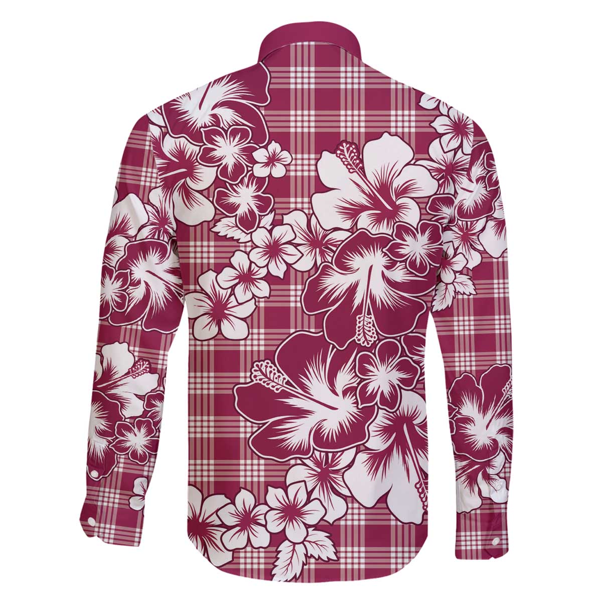 Hibiscus Pakala Royal Magenta Family Matching Off The Shoulder Long Sleeve Dress and Hawaiian Shirt Tropical Floral Stylized - Polynesian Pride