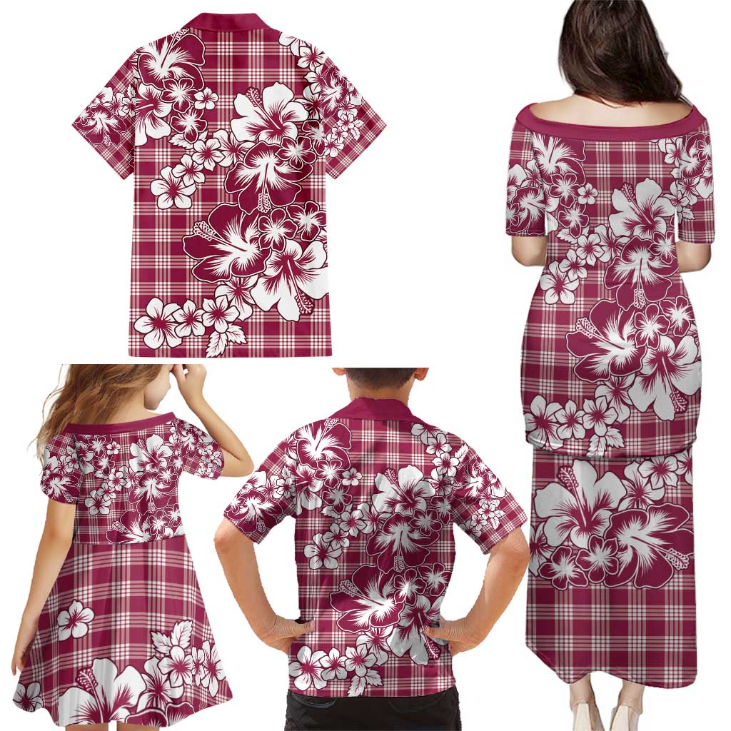 Hibiscus Pakala Royal Magenta Family Matching Puletasi and Hawaiian Shirt Tropical Floral Stylized - Polynesian Pride