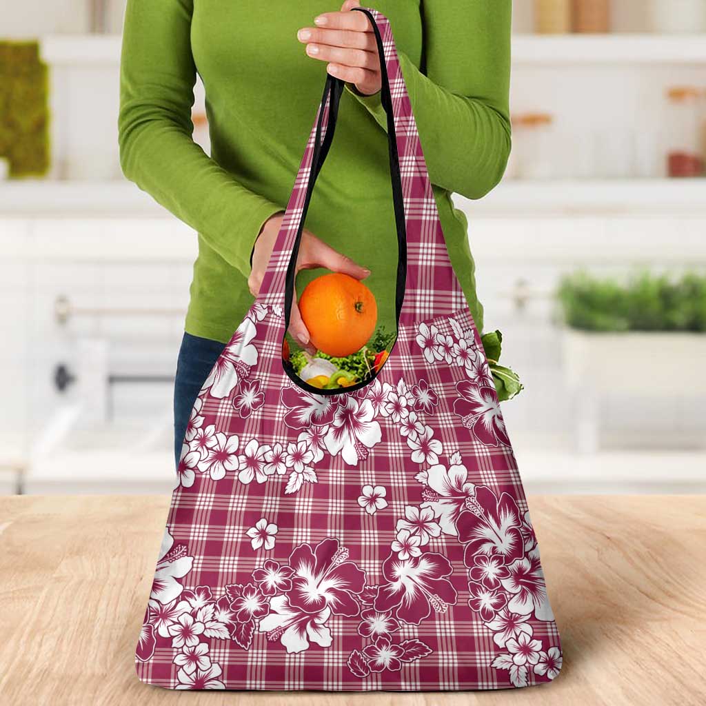 Hibiscus Pakala Royal Magenta Grocery Bag Tropical Floral Stylized - Polynesian Pride
