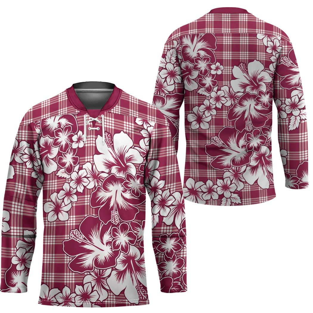 Hibiscus Pakala Royal Magenta Hockey Jersey Tropical Floral Stylized - Polynesian Pride