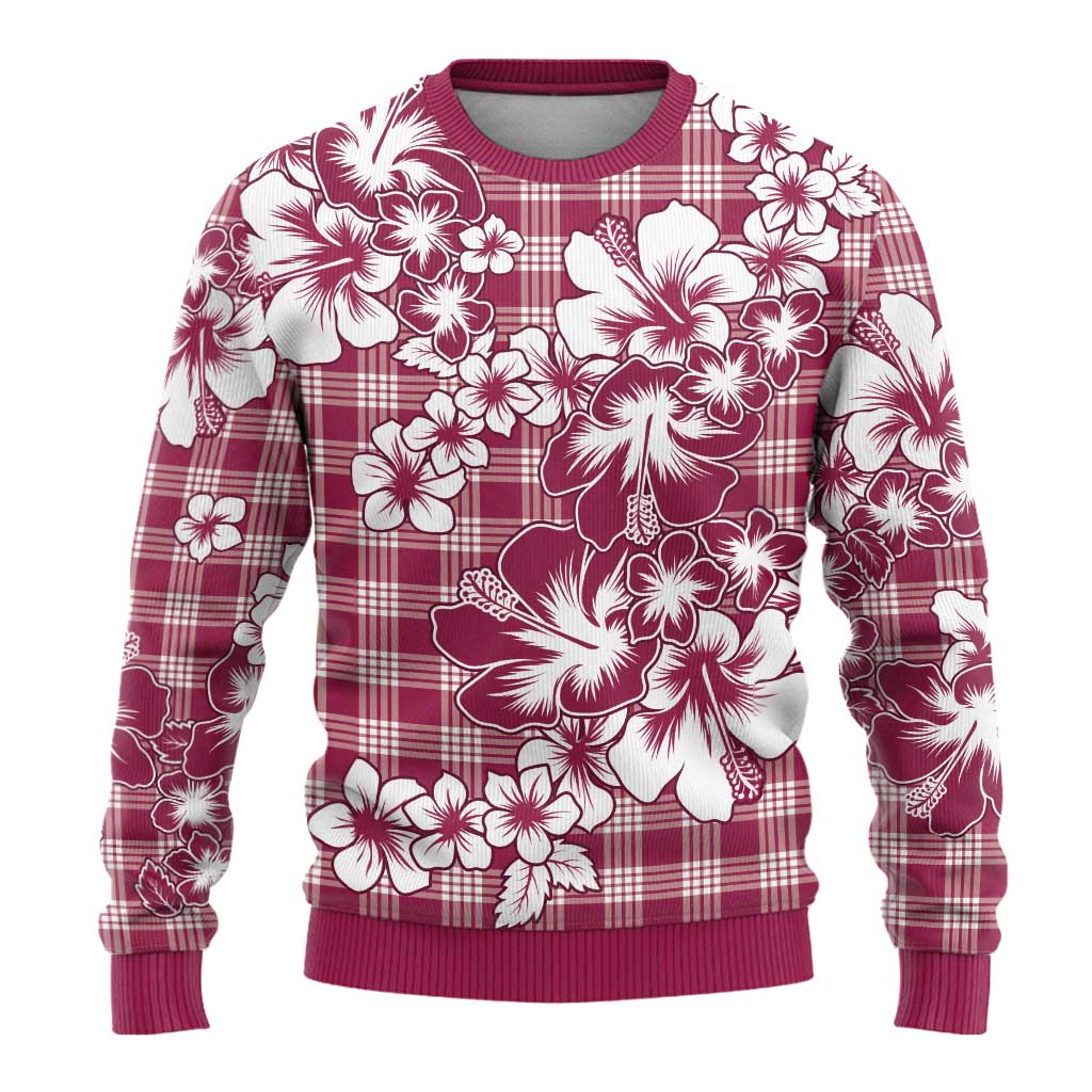 Hibiscus Pakala Royal Magenta Ugly Christmas Sweater Tropical Floral Stylized - Polynesian Pride