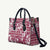 Hibiscus Pakala Royal Magenta Leather Bag Tropical Floral Stylized - Polynesian Pride