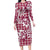 Hibiscus Pakala Royal Magenta Long Sleeve Bodycon Dress Tropical Floral Stylized - Polynesian Pride