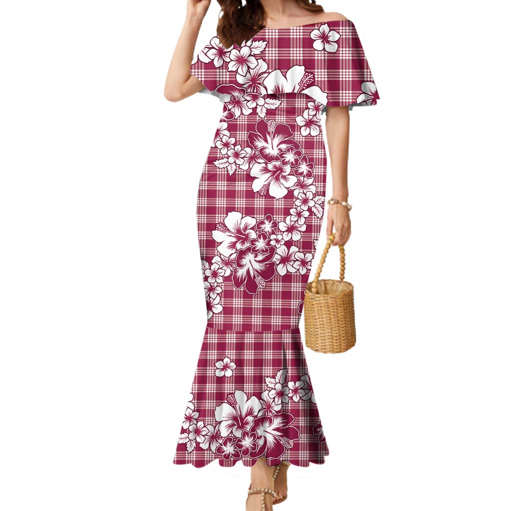 Hibiscus Pakala Royal Magenta Mermaid Dress Tropical Floral Stylized - Polynesian Pride