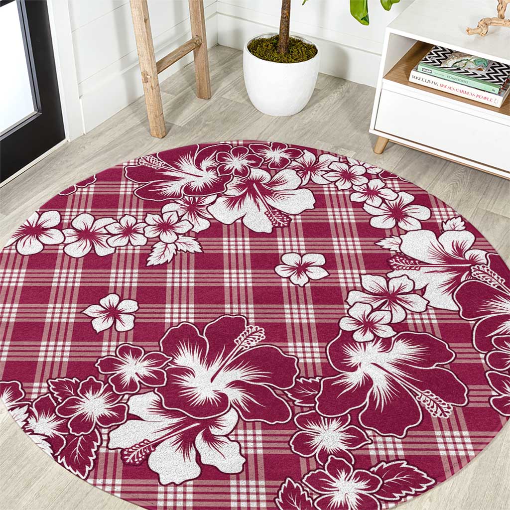 Hibiscus Pakala Royal Magenta Round Carpet Tropical Floral Stylized LT01 Magenta - Polynesian Pride