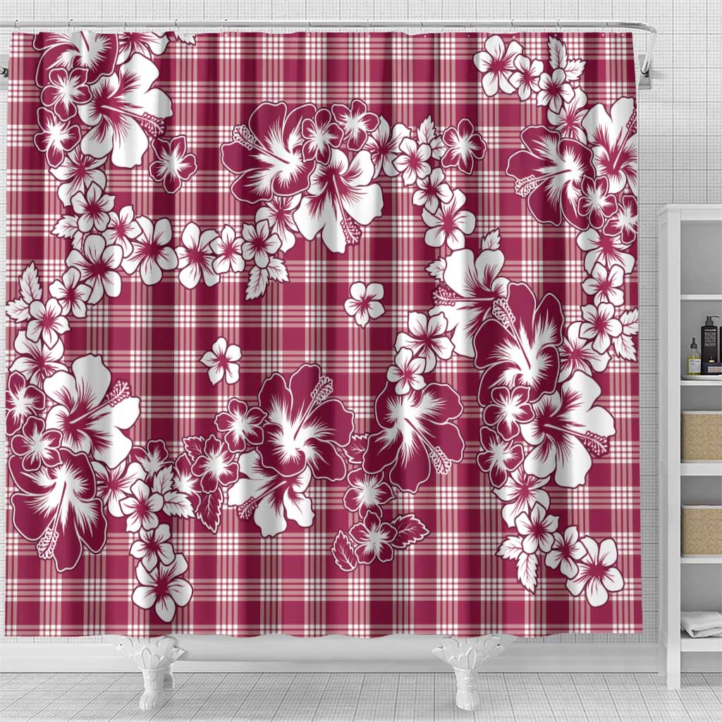 Hibiscus Pakala Royal Magenta Shower Curtain Tropical Floral Stylized - Polynesian Pride