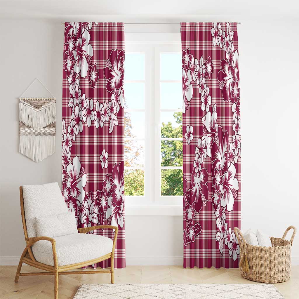 Hibiscus Pakala Royal Magenta Window Curtain Tropical Floral Stylized - Polynesian Pride