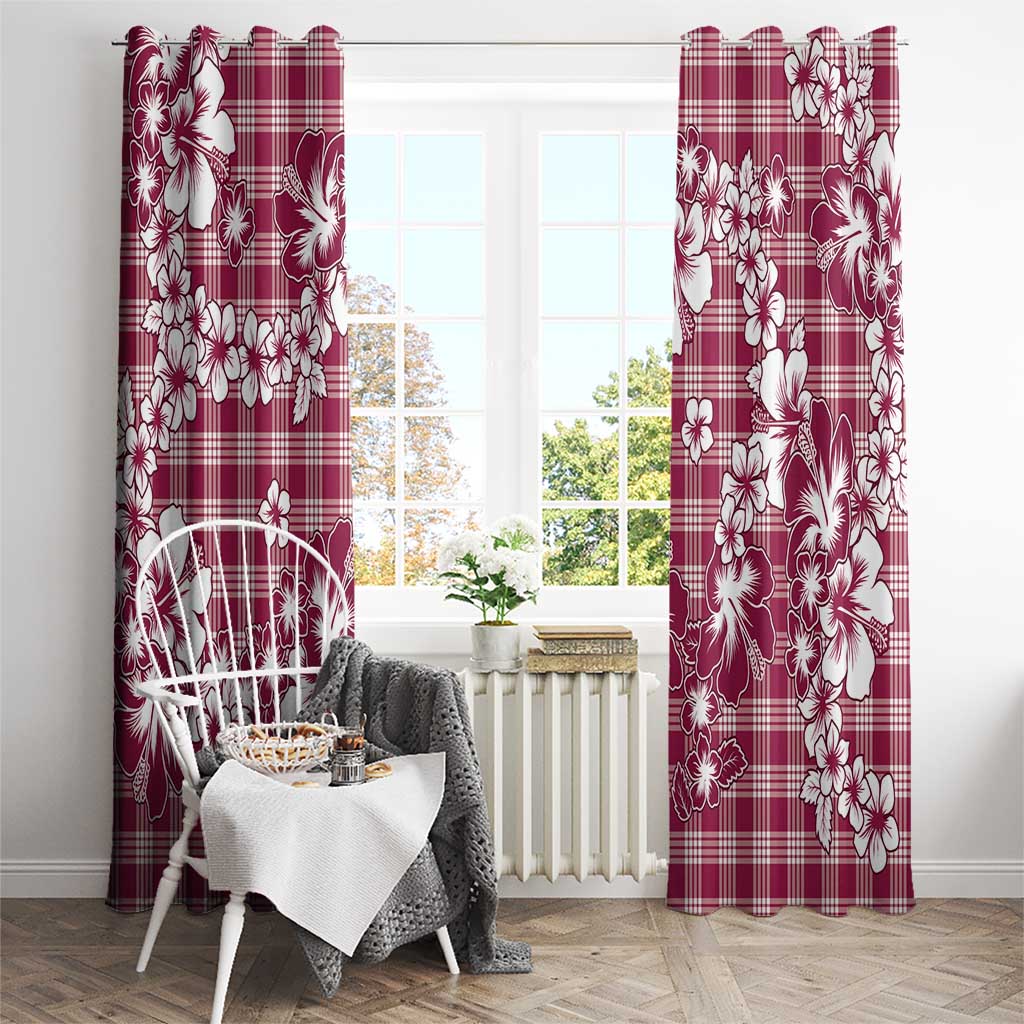 Hibiscus Pakala Royal Magenta Window Curtain Tropical Floral Stylized - Polynesian Pride