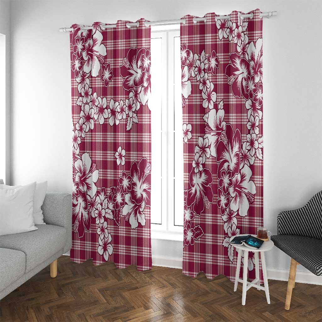 Hibiscus Pakala Royal Magenta Window Curtain Tropical Floral Stylized - Polynesian Pride