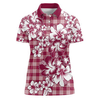 Hibiscus Pakala Royal Magenta Women Polo Shirt Tropical Floral Stylized - Polynesian Pride