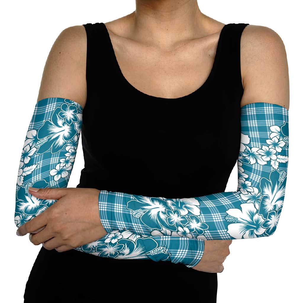 Hibiscus Pakala Ocean Depths Blue Arm Sleeves Tropical Floral Stylized - Polynesian Pride