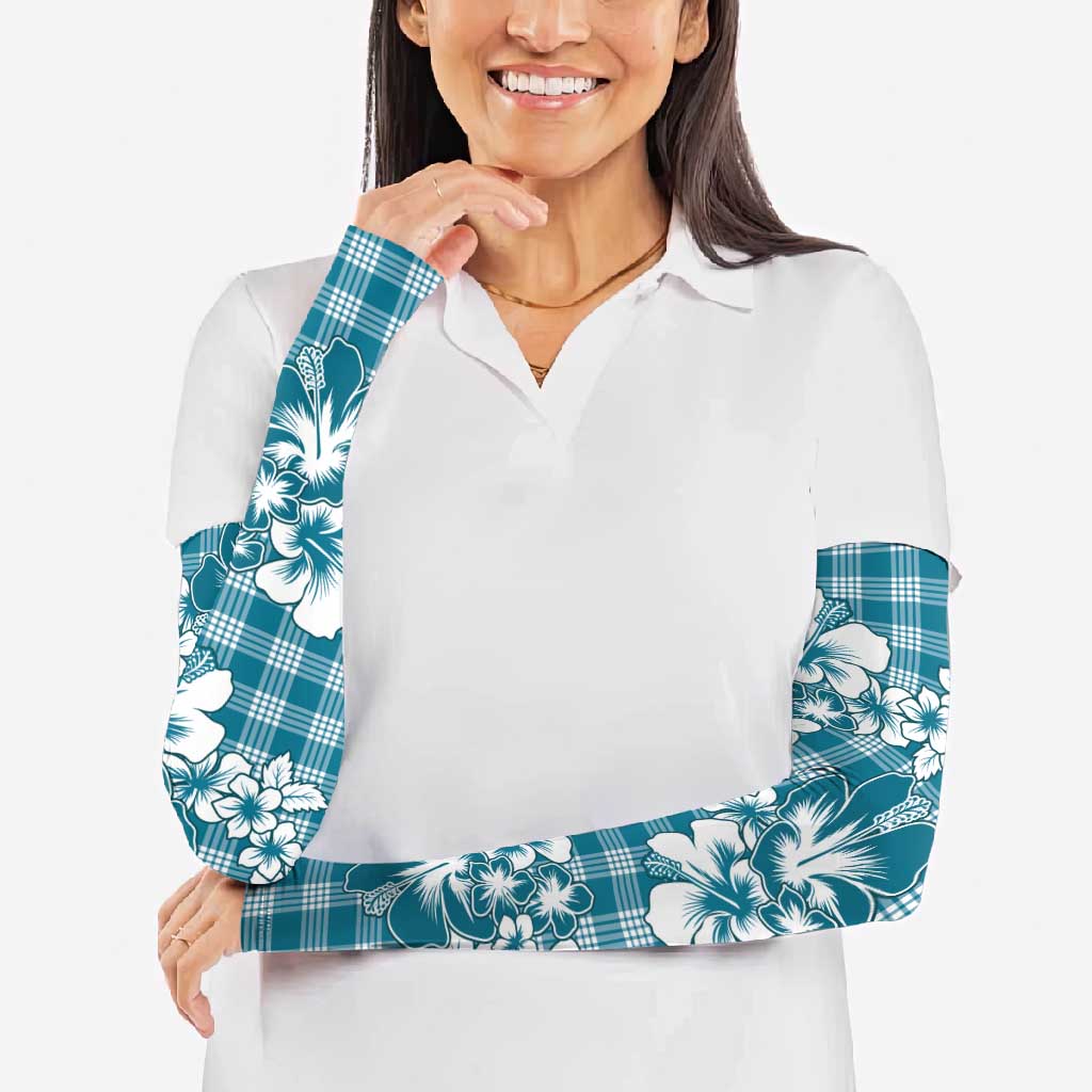 Hibiscus Pakala Ocean Depths Blue Arm Sleeves Tropical Floral Stylized - Polynesian Pride