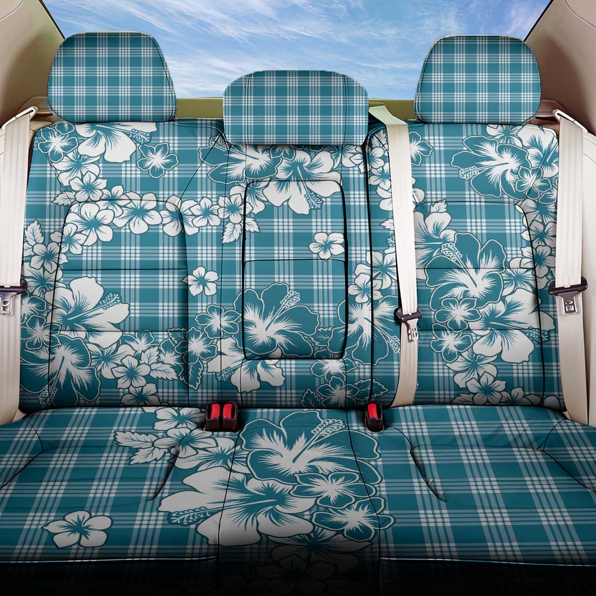 Hibiscus Pakala Ocean Depths Blue Back Car Seat Cover Tropical Floral Stylized - Polynesian Pride