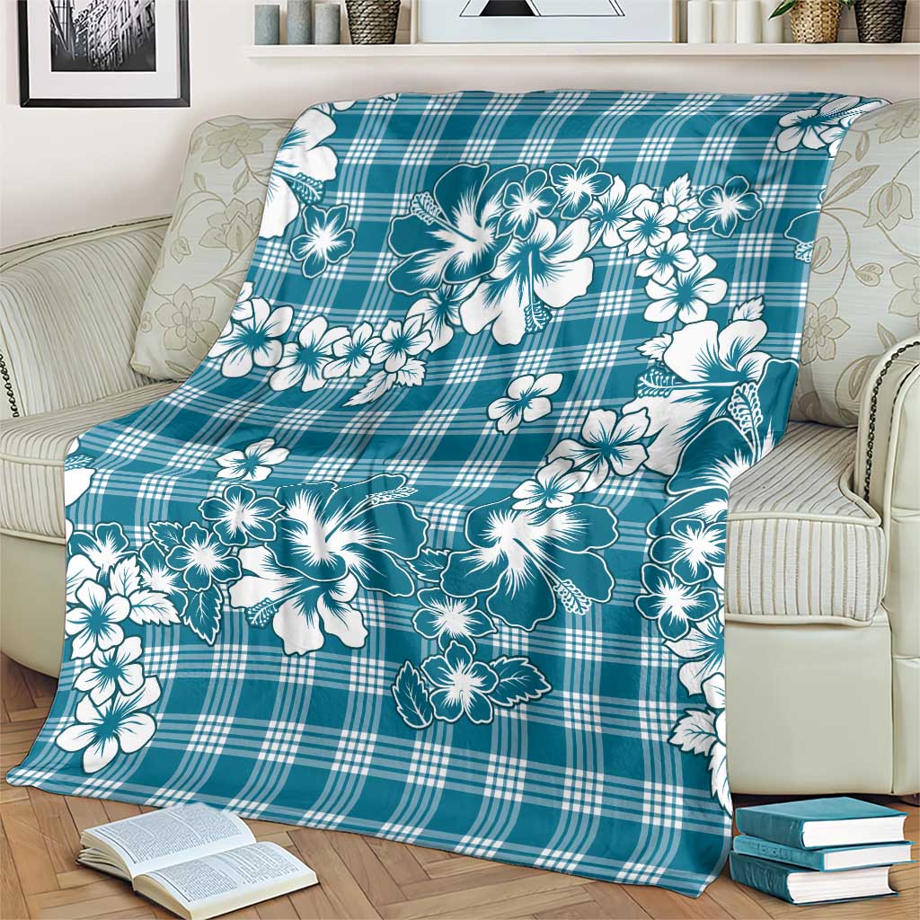 Hibiscus Pakala Ocean Depths Blue Blanket Tropical Floral Stylized - Polynesian Pride