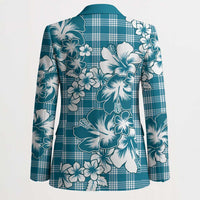 Hibiscus Pakala Ocean Depths Blue Blazer Tropical Floral Stylized - Polynesian Pride