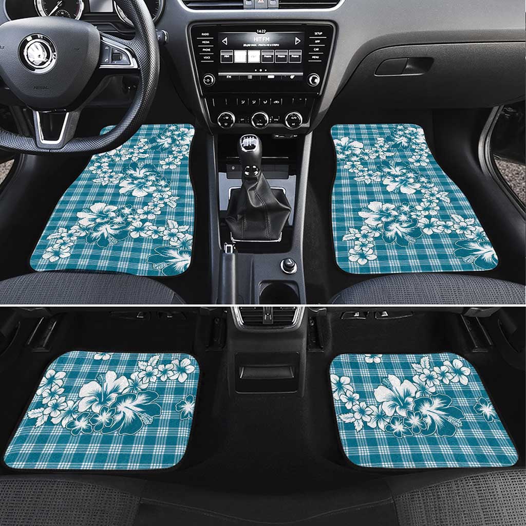 Hibiscus Pakala Ocean Depths Blue Car Mats Tropical Floral Stylized - Polynesian Pride