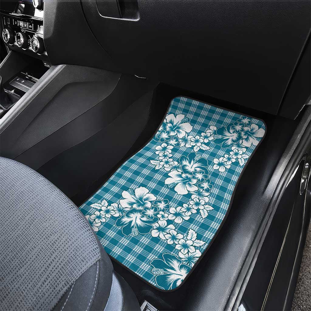 Hibiscus Pakala Ocean Depths Blue Car Mats Tropical Floral Stylized - Polynesian Pride