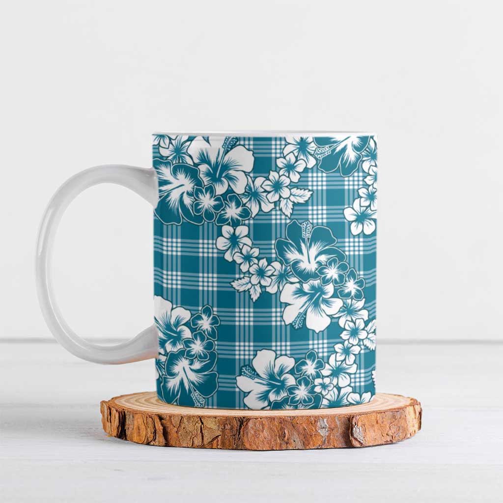 Hibiscus Pakala Ocean Depths Blue Ceramic Mug Tropical Floral Stylized - Polynesian Pride