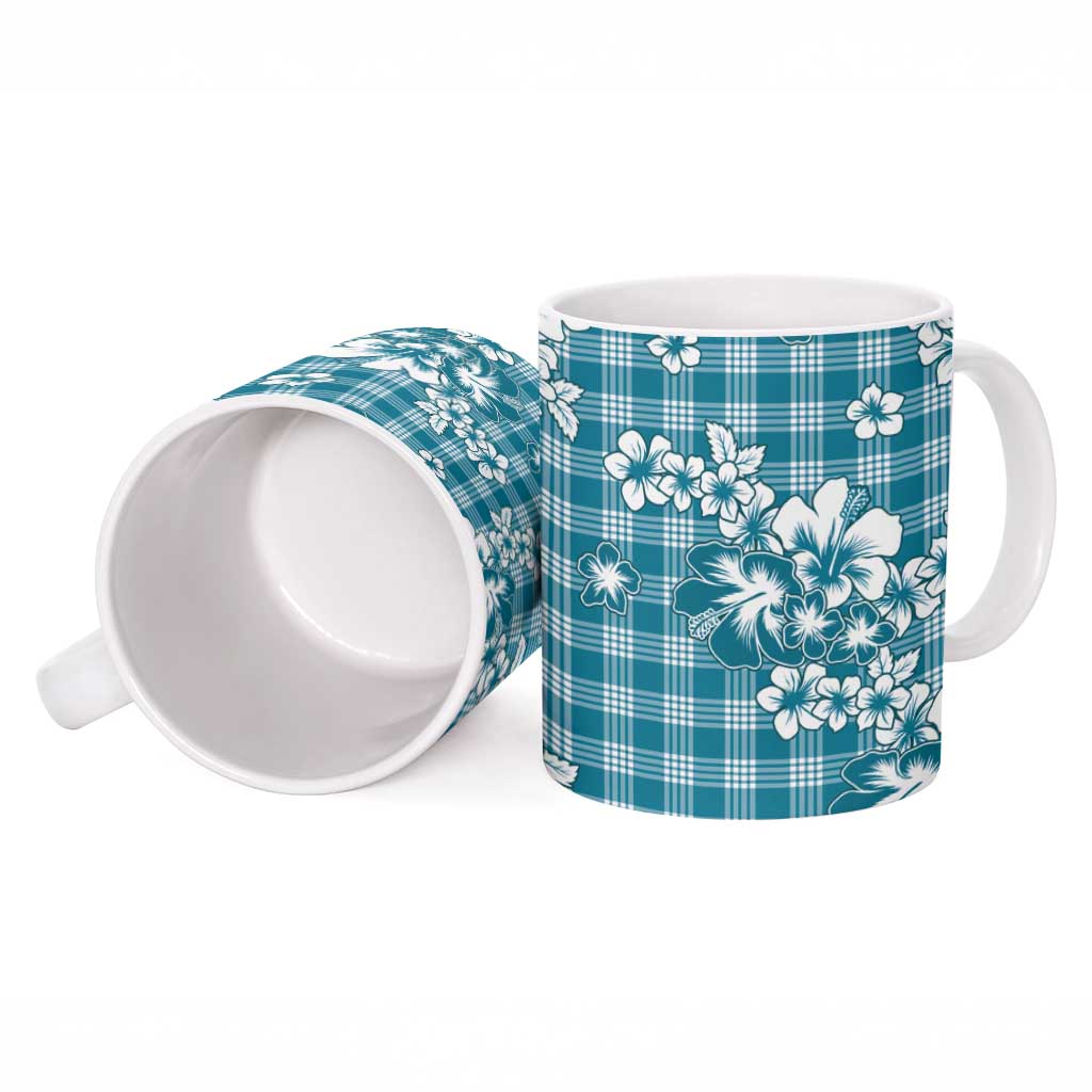 Hibiscus Pakala Ocean Depths Blue Ceramic Mug Tropical Floral Stylized - Polynesian Pride