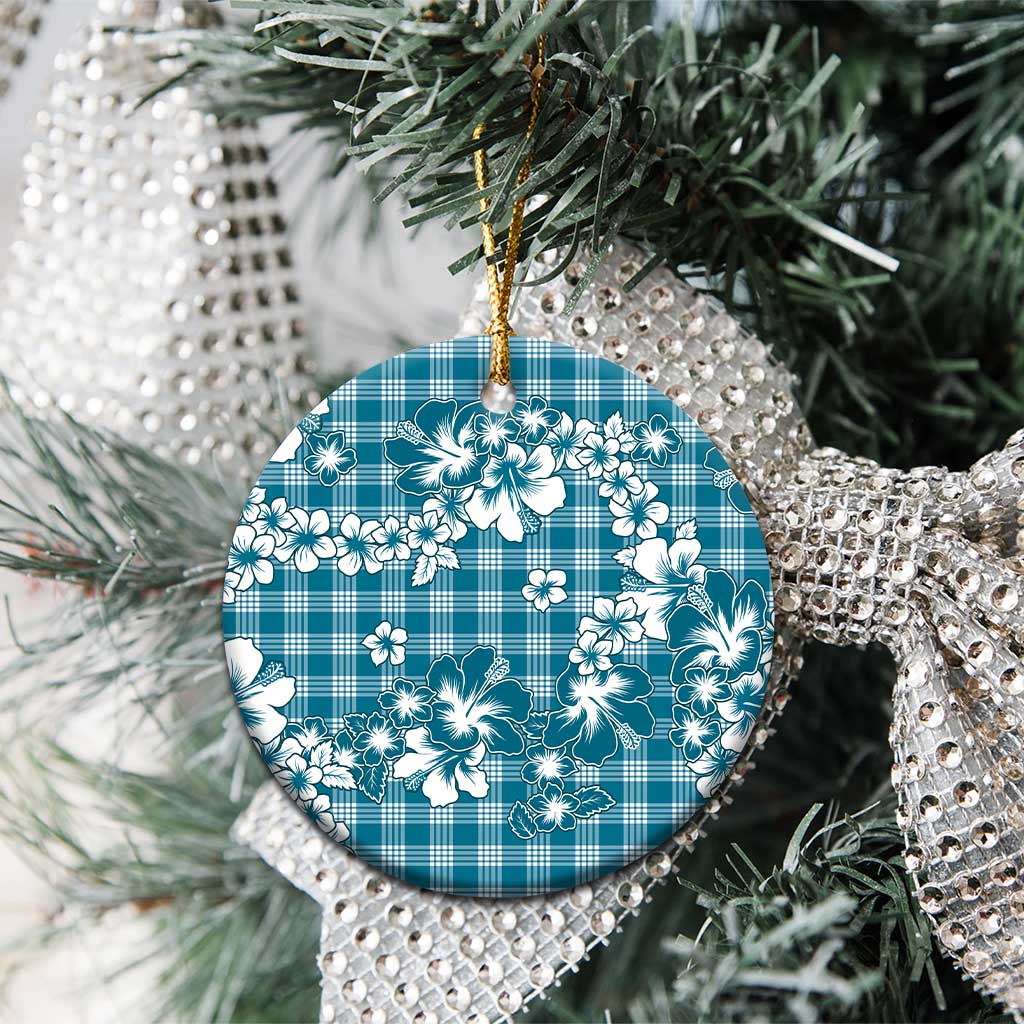 Hibiscus Pakala Ocean Depths Blue Ceramic Ornament Tropical Floral Stylized - Polynesian Pride