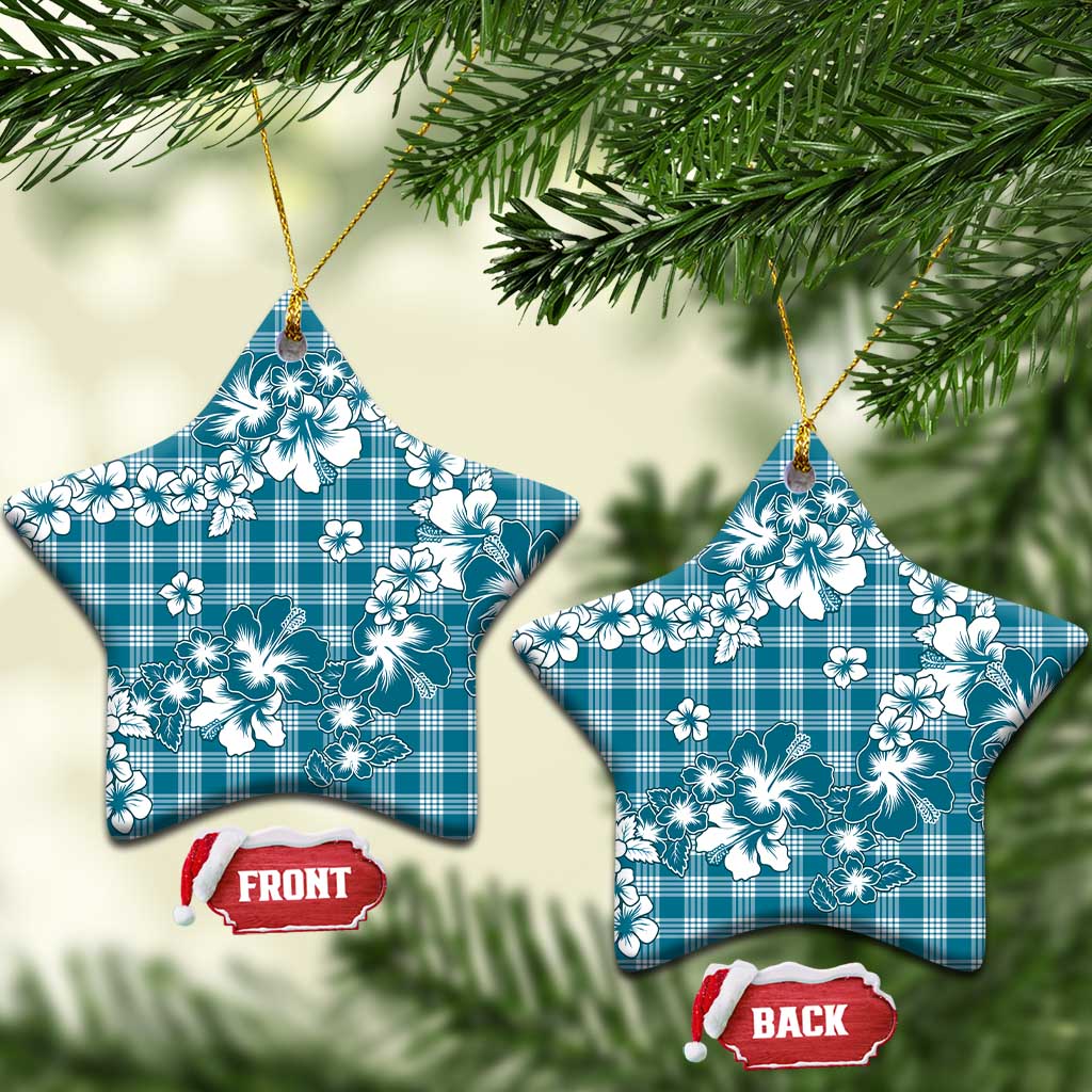 Hibiscus Pakala Ocean Depths Blue Ceramic Ornament Tropical Floral Stylized - Polynesian Pride