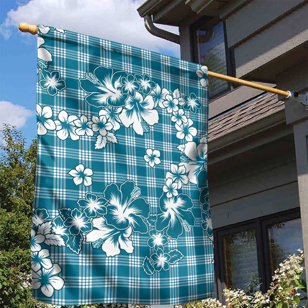 Hibiscus Pakala Ocean Depths Blue Garden Flag Tropical Floral Stylized - Polynesian Pride