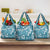 Hibiscus Pakala Ocean Depths Blue Grocery Bag Tropical Floral Stylized - Polynesian Pride