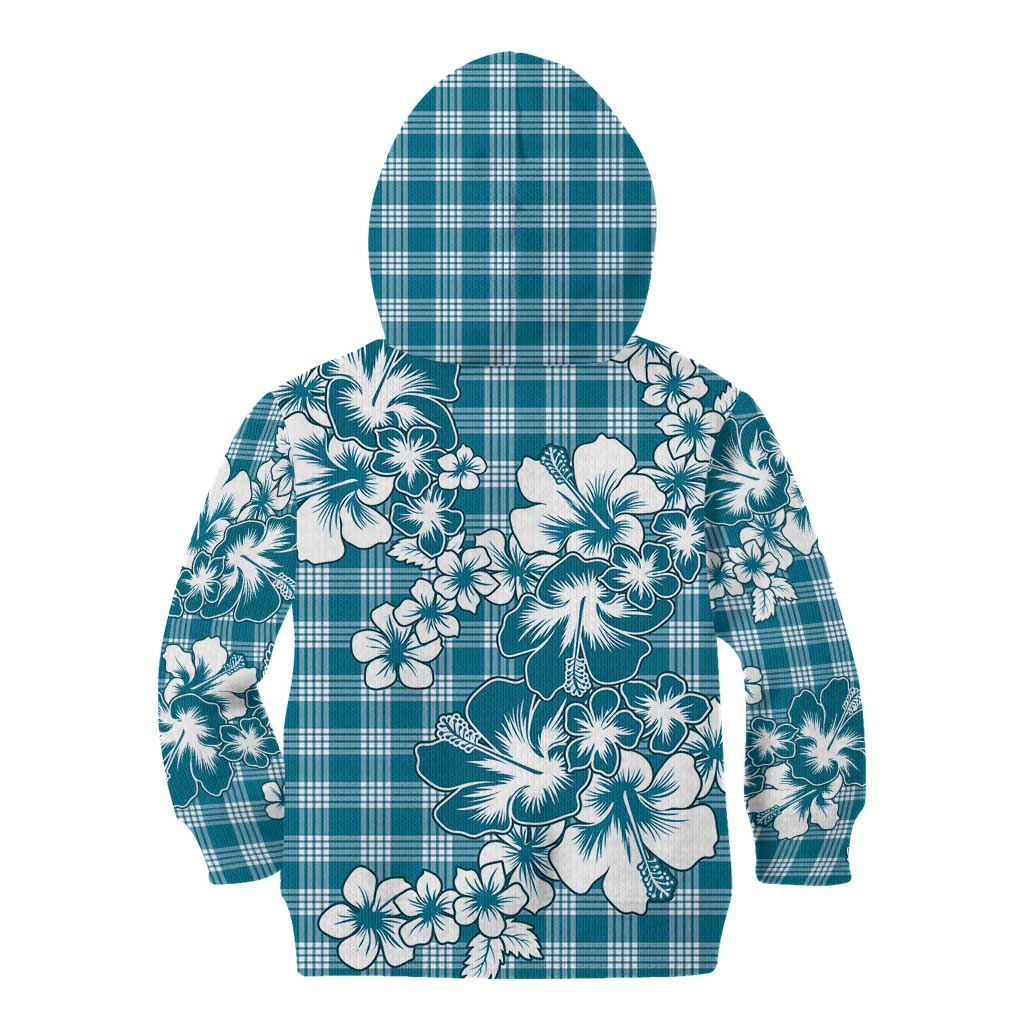 Hibiscus Pakala Ocean Depths Blue Kid Hoodie Tropical Floral Stylized - Polynesian Pride