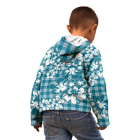 Hibiscus Pakala Ocean Depths Blue Kid Hoodie Tropical Floral Stylized - Polynesian Pride