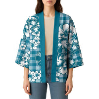 Hibiscus Pakala Ocean Depths Blue Kimono Tropical Floral Stylized - Polynesian Pride