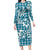 Hibiscus Pakala Ocean Depths Blue Long Sleeve Bodycon Dress Tropical Floral Stylized - Polynesian Pride