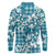 Hibiscus Pakala Ocean Depths Blue Long Sleeve Polo Shirt Tropical Floral Stylized - Polynesian Pride