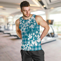 Hibiscus Pakala Ocean Depths Blue Men Tank Top Tropical Floral Stylized - Polynesian Pride