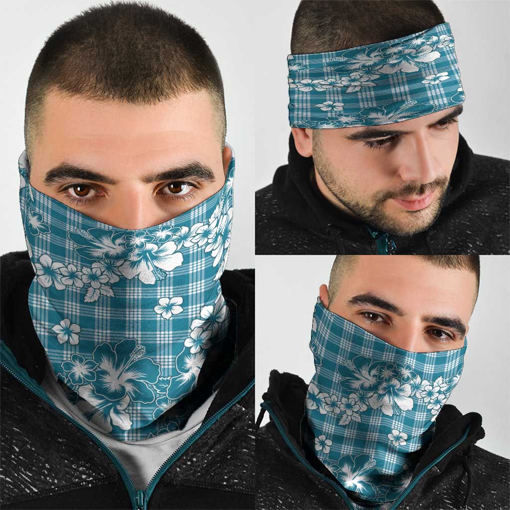 Hibiscus Pakala Ocean Depths Blue Neck Gaiter Tropical Floral Stylized - Polynesian Pride