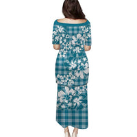 Hibiscus Pakala Ocean Depths Blue Puletasi Tropical Floral Stylized - Polynesian Pride