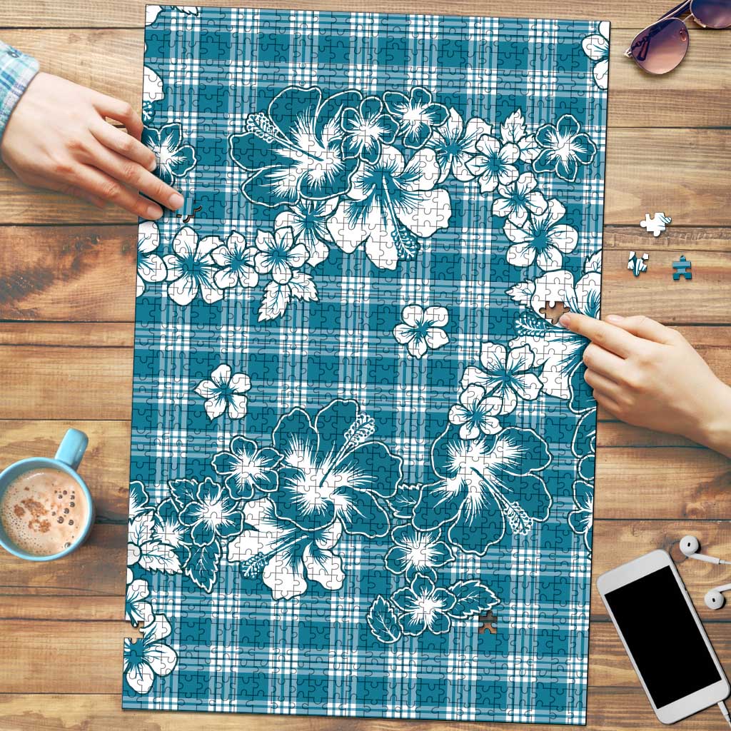 Hibiscus Pakala Ocean Depths Blue Puzzle Tropical Floral Stylized - Polynesian Pride