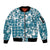 Hibiscus Pakala Ocean Depths Blue Sleeve Zip Bomber Jacket Tropical Floral Stylized - Polynesian Pride
