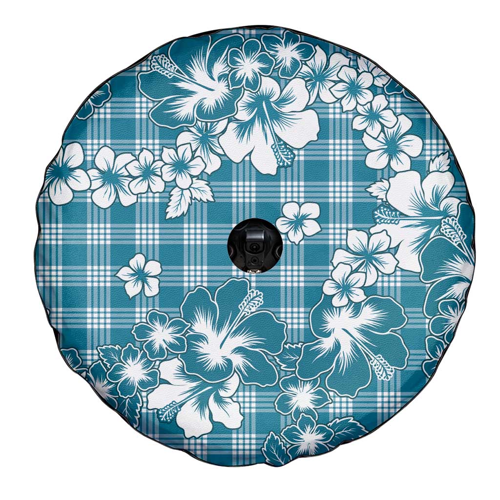 Hibiscus Pakala Ocean Depths Blue Spare Tire Cover Tropical Floral Stylized - Polynesian Pride