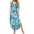 Hibiscus Pakala Ocean Depths Blue Summer Maxi Dress Tropical Floral Stylized - Polynesian Pride