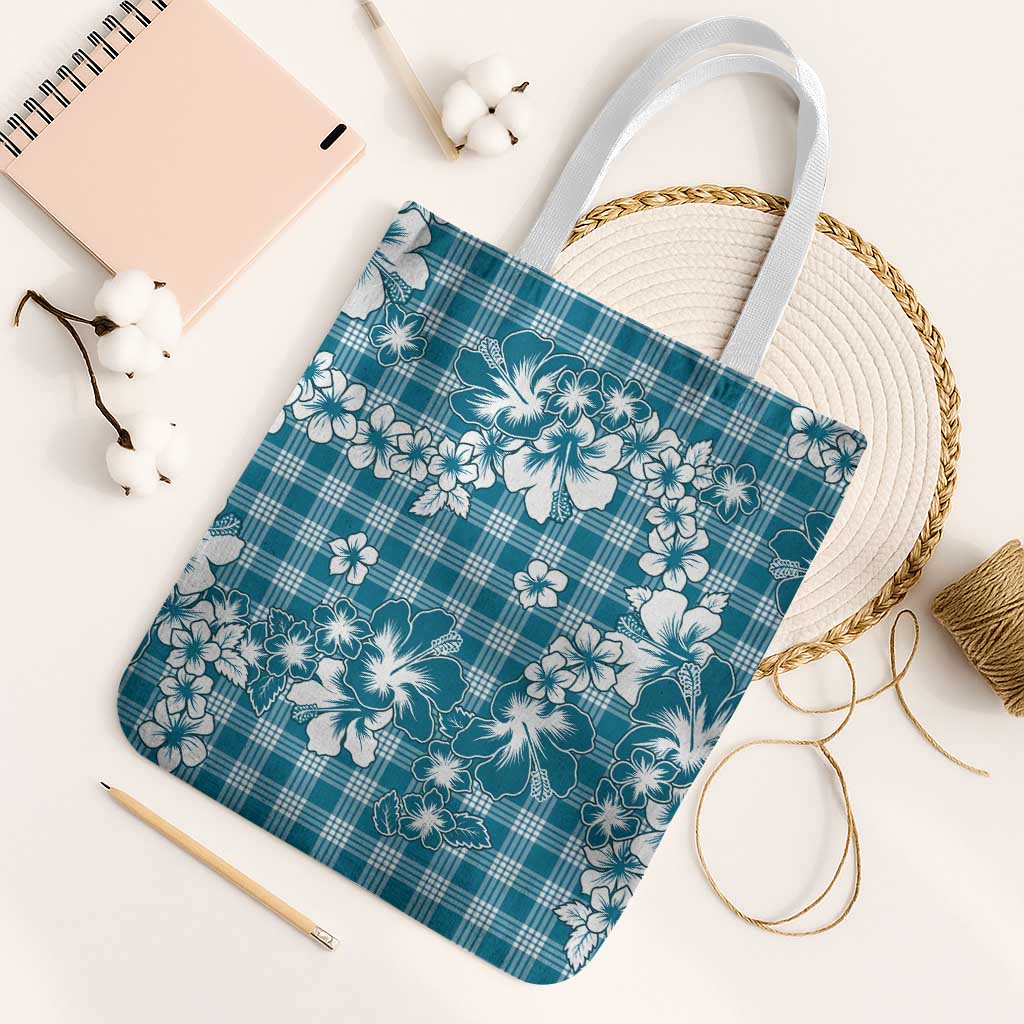 Hibiscus Pakala Ocean Depths Blue Tote Bag Tropical Floral Stylized - Polynesian Pride