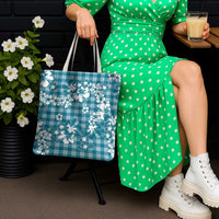 Hibiscus Pakala Ocean Depths Blue Tote Bag Tropical Floral Stylized - Polynesian Pride