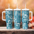 Hibiscus Pakala Ocean Depths Blue Tumbler With Handle Tropical Floral Stylized - Polynesian Pride