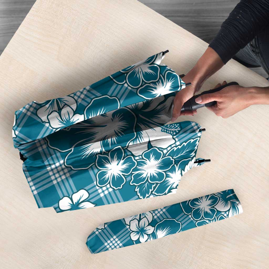 Hibiscus Pakala Ocean Depths Blue Umbrella Tropical Floral Stylized - Polynesian Pride