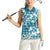 Hibiscus Pakala Ocean Depths Blue Women Sleeveless Polo Shirt Tropical Floral Stylized - Polynesian Pride