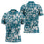 Hibiscus Pakala Ocean Depths Blue Zipper Polo Shirt Tropical Floral Stylized - Polynesian Pride