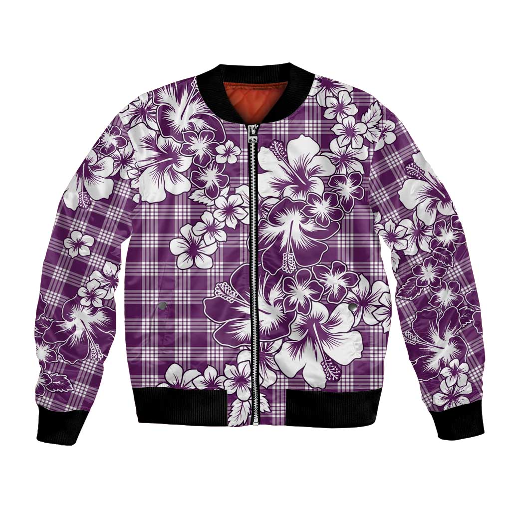 Hibiscus Pakala Sweetie Purple Bomber Jacket Tropical Floral Stylized - Polynesian Pride