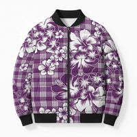 Hibiscus Pakala Sweetie Purple Bomber Puffer Jacket Tropical Floral Stylized LT01 Unisex Purple - Polynesian Pride