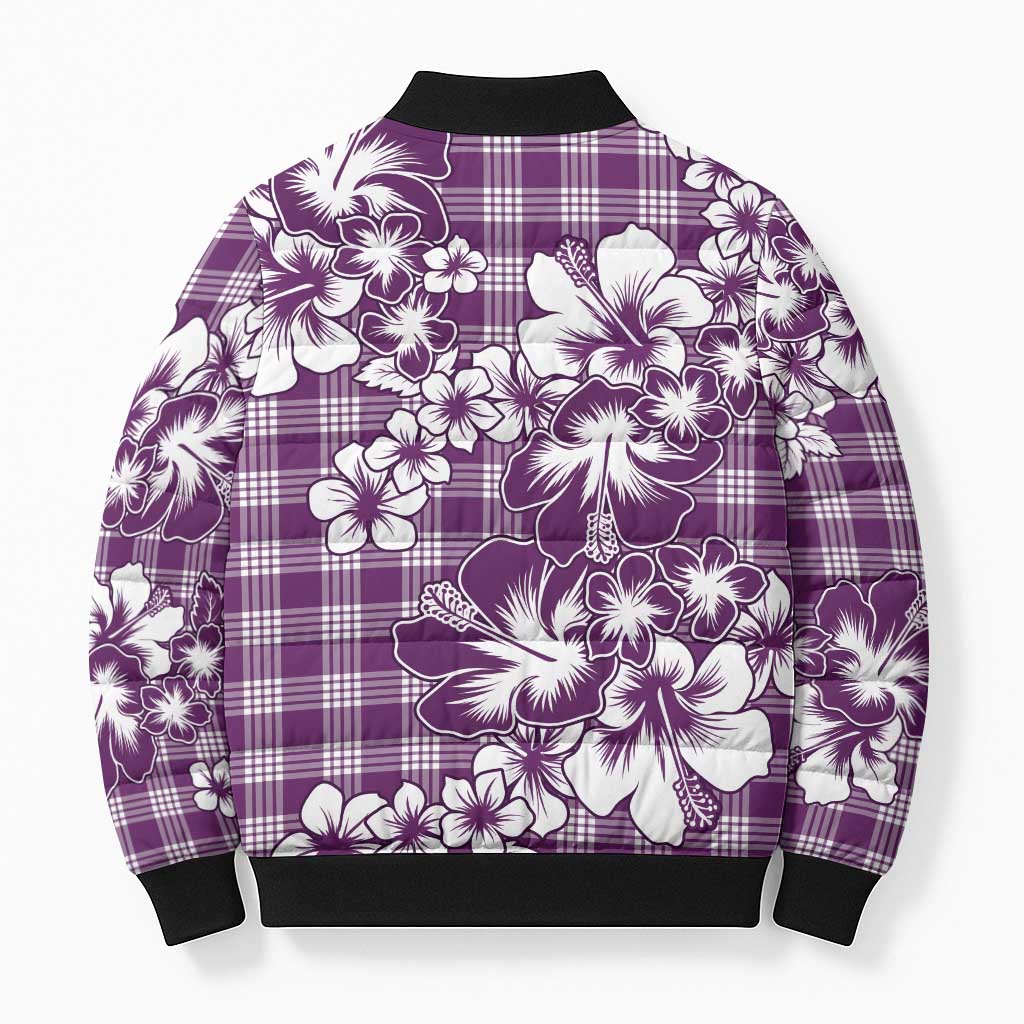 Hibiscus Pakala Sweetie Purple Bomber Puffer Jacket Tropical Floral Stylized LT01 - Polynesian Pride
