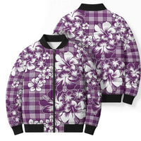 Hibiscus Pakala Sweetie Purple Bomber Puffer Jacket Tropical Floral Stylized LT01 - Polynesian Pride